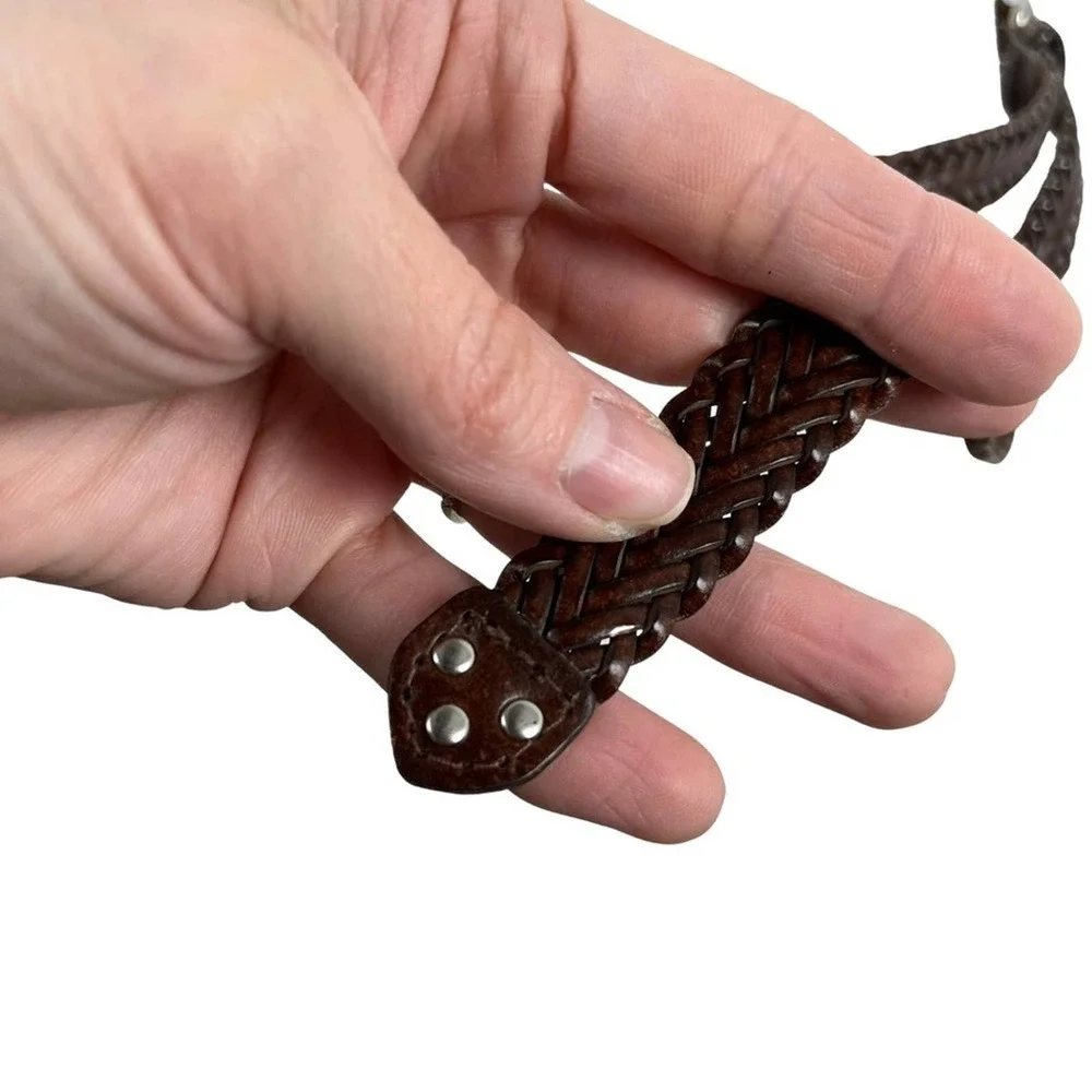 Womens Braided Brown Leather Western Style Belt